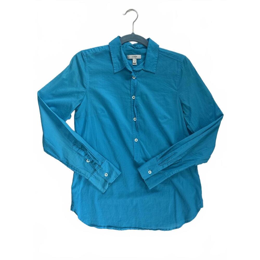 J.Crew Aqua Button-Up – Office Siren Meets Coastal Cool Size 4